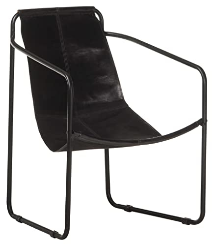 vidaXL Relaxsessel Vintage-Stil Relaxstuhl Sessel Loungesessel Lehnstuhl Stuhl Polstersessel Ledersessel Wohnzimmer Schwarz Echtleder