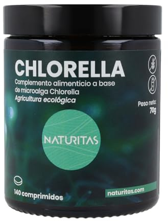 Chlorella bio 140 Comprimidos Naturitas Essentials | Chlorella y Vitamina B12 | Desintoxicante | Elimina los metales pesados | Complemento alimenticio