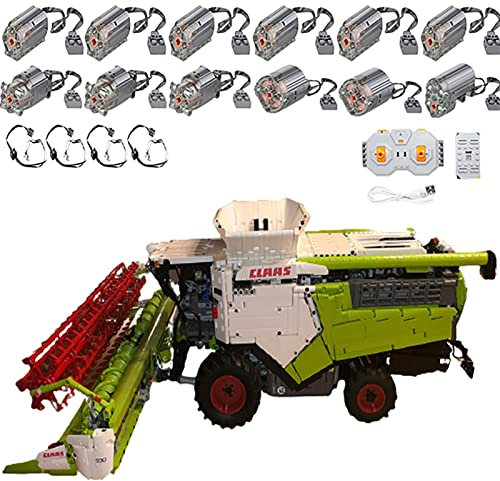 QJWM Tractor, 6928 Parts, with 11 Engine, Large Remote Control Agricultural Combine-Harvester-Tractor clamp Building Blocks kit Compatible with LG Green