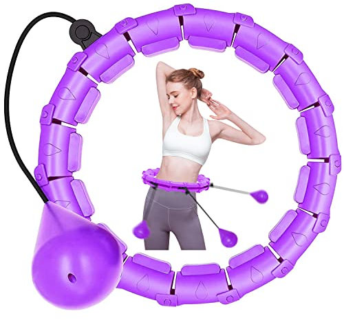 LEAFIA Cerceau Hula Hoop, Minceur Intelligent, Smart Cerceau de Fitness, 24 Pièces Réglable Amovibles, pour Débutants, Adultes, Enfants, Perte de Poids, Fitness, Massage, Gymnastique, Sport (Violet)