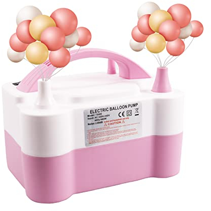 Awroutdoor Ballonpumpe Elektrisch, Luftballonpumpe 600W, Tragbare Luftpumpe mit Doppeldüse, Automatischer und Halbautomatischer Modell-Ballaufbläser für Party Deko