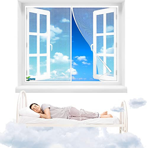 Moustiquaire Fenêtre Fenetre Aimantée Magnetique, 160 x 125 cm Rideaux Anti Mouches pour Porte, Rideaux Toile Insect Ecran, Magnétique Moustique Sans Perçage【Blanc】