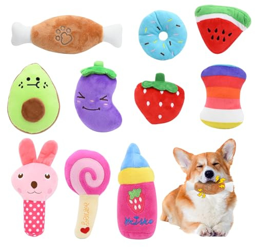 10 Pack Welpenspielzeug,Quietschendes Hundespielzeug,Kleiner Hund Interaktives Beißspielzeug Plüsch Weiches Kauspielzeug, hundespielzeug unzerstörbar hundezubehör für Welpen Kleine Mittlere Hunde