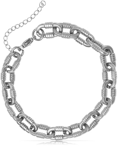 Made by Nami Herren Armband aus Edelstahl Silber/Gold • Minimalistisches Armband Herren • Armbänder für Herren • Silberarmband Männer • Grobe Cuban Link Chain Armkette (Ankerkette Silber)