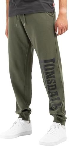 Lonsdale Pantaloni da jogging da uomo, vestibilità normale, logo Large Olive/Black XL