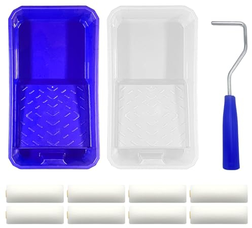 Mini rodillo de espuma, rodillo de pintura, rodillo de espuma, cubierta de espuma de 8 x 10 cm, marco de rodillo de pintura y bandeja de pintura, con todos los colores para proyectos de pintura de