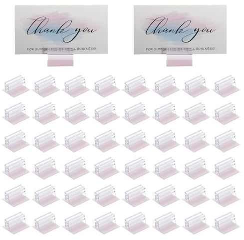 PATIKIL 1 x 1 Pollice Supporto Segnale Adesivo, 50 Pcs Mini Supporto Parastarnuti Porta Pannelli Acrilici per Fissare e Allineare Etichette Card Foto, Trasparente