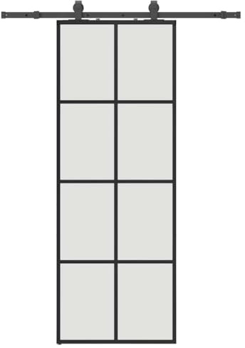 vidaXL Puerta corredera con Juego herrajes Negro 76x205 cm ESG Vidrio, Puerta Interior, Puerta corrediza de Granero, Puerta corrediza Interior