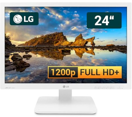 LG Flatron 24EB23PM-W 24 Zoll Business Computer Monitor, Desktop Gaming Monitor, Full HD+ (VGA - DVI - Lautsprecher - VESA), PC Bildschirm, weiß (Generalüberholt)