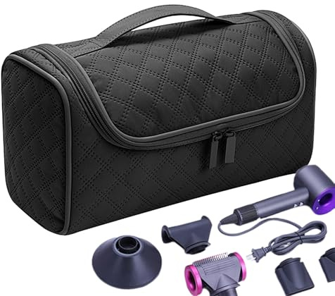 Bolsa de viaje para el pelo, organizador de herramientas de pelo de gran capacidad para mujeres con gancho para colgar, estuche de almacenamiento portátil para secador de pelo, plancha rizada