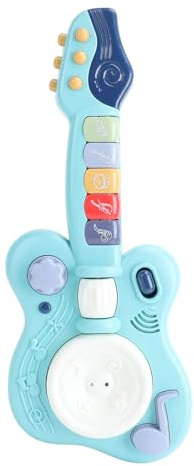 Los niños al aire libre tocan la guitarra instrumentos musicales educativos eléctricos Aprendizaje Temprano guitarra colorida Juguete Musical para niños pequeños (Azul)