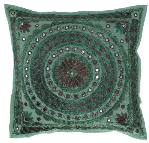 GURU SHOP Kissenhülle, Orient Kissenbezug, Bestickter Dekokissen Bezug - Muster 21, 40x40 cm