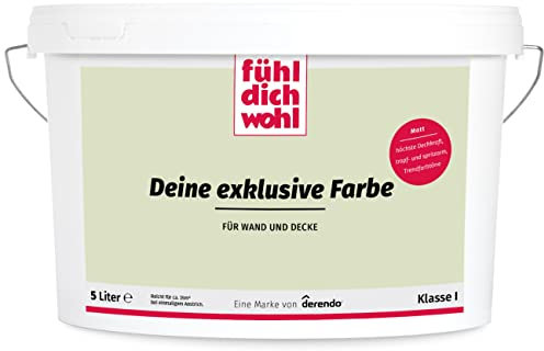 Fühl Dich Wohl Deine Farbe grün 5l, matte grüne Wandfarbe, hohe Deckkraft, verschiedene Grüntöne zur Auswahl (5l, Hellgrün)