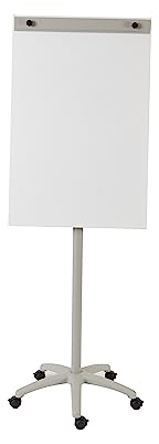 Rocada, Flipchart Whiteboard, mit Rollen, 67x62x181cm, Ökonomisches Whiteboard mit Papierhalterung und Sternfuß, trocken abwischbar, Weiß