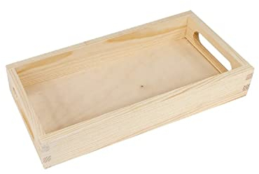 Wooden World - Grand Plateau de Service en Bois Naturel avec poignées 30 x 15 x 6 cm