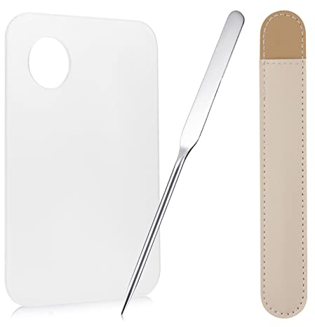 Makeup Scraper Spatula with Palette, Makeup Spatula Foundation Korean Stainless Steel Foundation Spatula Palette for Professional, Makeup-lover