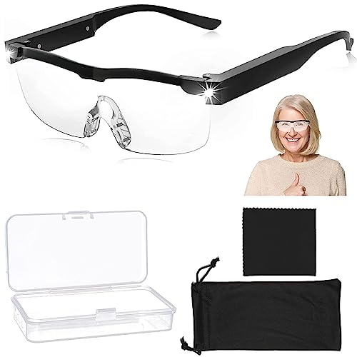 300% Occhiali D'ingrandimento Con Luce,Lente D'ingrandimento a LED Ricaricabile,Lente D'ingrandimento ad Archetto,Lente D'ingrandimento a Mani Libere per Lettura, Ricamo,Hobby e Lavori Ravvicinati