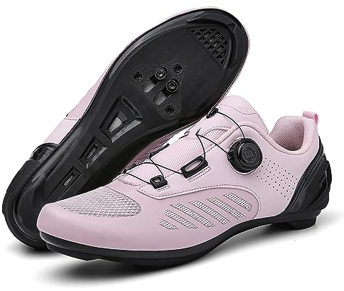 PENXZT Mens Womens Cycling Shoes, Compatible with SPD & Look Delta Peloton Indoor Road Bike Shoes Breathable Non-Slip Riding Shoes
