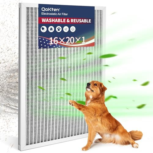 Elektrostatischer Luftfilter, 16 x 20 x 1, wiederverwendbare und waschbare Ofenfilter für HVAC-Systeme, Aluminium-Konstruktion, hält ein Leben lang, Filter-Ersatz für Zuhause und Büro