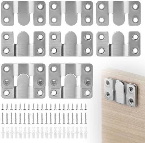 DBREAKS 10 Pièces Supports de Montage Encastrés, Interverrouillage Pendaison Boucle Dissimulé, Quincaillerie Fixation Murale en Acier Inoxydable, Supports Suspension Emboîtemen, pour Miroir Cadre