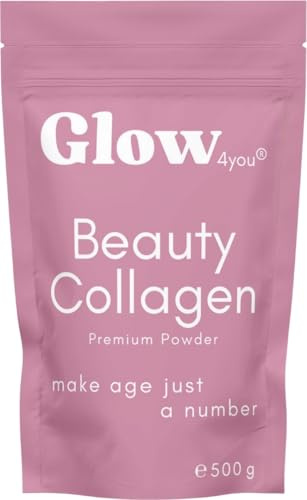 Glow4you Kollagen Pulver (500g) Bioaktives Premiumkollagen | Prime Pharma-Qualität aus Deutschland | 100% Natur | Grasgefütterte Weidehaltung | Hoher Anteil von Typ1 und Typ3 Kollagenpeptiden