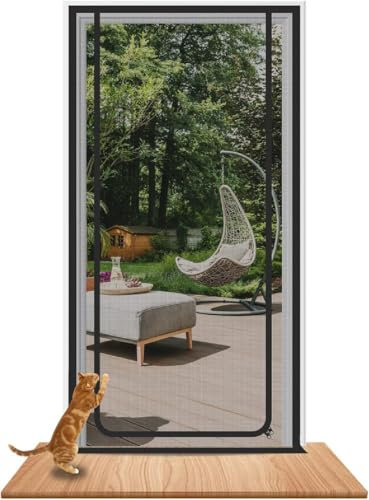 Earrck Porte moustiquaire pour chat, porte moustiquaire en maille renforcée pour introduire de nouveaux chats, garder les animaux domestiques à l'intérieur et permettre la circulation de l'air frais