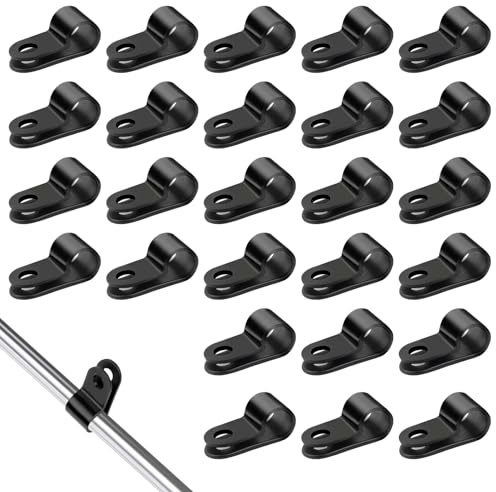 100 pcs R Type Cable Clips, 1/4 Nylon P Clips, Black Cable Cleats | Wire Clamp for Electrical Wire Conduit Cables Management