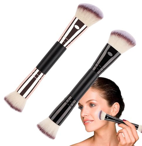 Pinceau Correcteur | Pinceau à Poudre Fixateur à Double Extrémité, Pinceau Maquillage Professionnel pour Mélange et Finition, Poils Ultra-Doux, Pour Blush, Anti-Cernes, Contouring, Résultat Impeccable