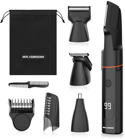 MAXGROOM 4-in-1 Intimrasierer Mann, Wasserdicht Körperrasierer Herren, Wiederaufladbarer Type-C Rasierer Herren Intimbereich, Body Groomer Men, Intim Rasierer Männer für Bart Gesicht Achseln und Hoden