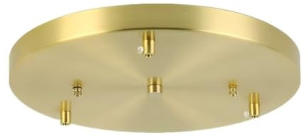 Rosone Lampadario Soffitto Oro 35cm Rotondo Rosone Cilindrico in Metallo 3 Fori Kit Fissaggio Rosone Soffitto Accessori per Lampada a Sospensione, Plafoniere, Appendere Fixture