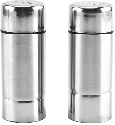 Pack of 2 Mini Salt and Pepper Sets, Salt and Pepper Shakers, Stainless Steel Salt Shakers for Travel, Compact Salt Shaker Small with Lid, Versatile Dust Sugar Shaker