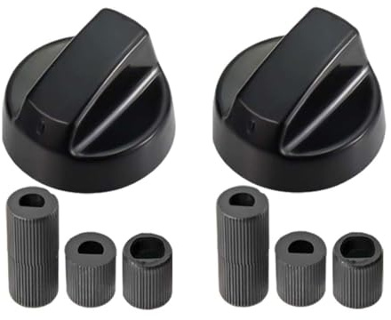 KEPYATI Kit 4 Manopola Universale Per Piano Cottura Cucina A Gas, Con Adattatori Da 6 Mm, 7 Mm E 8 Mm, Per Quasi Tutti I Fornelli Piani Cottura Forni Fornelli A Gas (Nero / 2 PCS)