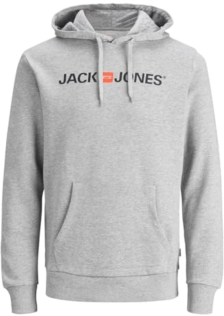 JACK & JONES Herren Jjecorp Logo Sweat Hood Noos Kapuzenpullover, Light Grey Melange, XL EU