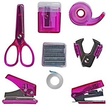 Tinc - Ensemble de Papeterie, Accessoires Essentiels de Bureau, Design, Compact et Pratique, Idéal pour Bureau, Ecole ou Maison, Organisation Optimale, Rose