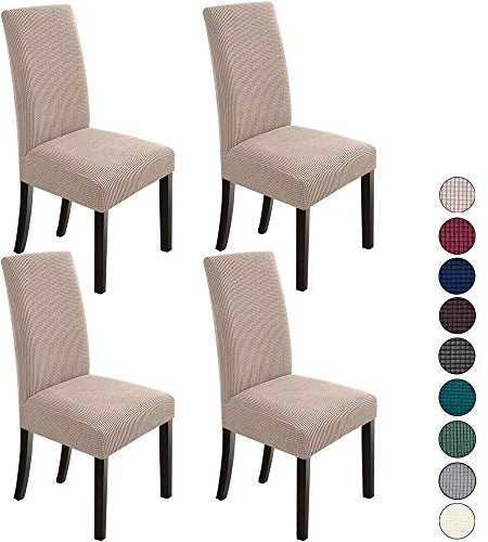 NORTHERN BROTHERS Dining Chair Covers Seat Parson Chair Slipcover for Dining Room Set of 4, Khaki