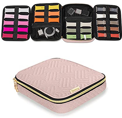Teamoy Boîtier de Rangement pour Bracelet de Montre Contient 26 Bracelets de Montre Sac de Rangement de Voyage Compatible avec Toutes Les séries de Bracelets et d'accessoires Apple Watch, Rose Brumeux