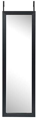 GIANTEX Grande Specchio Sospeso, Specchio a Figura Intera, Specchio Appeso, Specchio da Parete, Specchio per Cornice di Porta, Specchio Antideflagrante, con 2 Ganci, 120 x 37 x 1,6 cm (Nero)