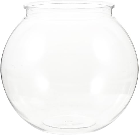 ULTECHNOVO Transparent Plastic Fish Tank Small Round Aquarium for Household Goldfish with Break-Resistant Design Clear Fishbowl for Desk and Home Decoration 7 X 7 X 6.3