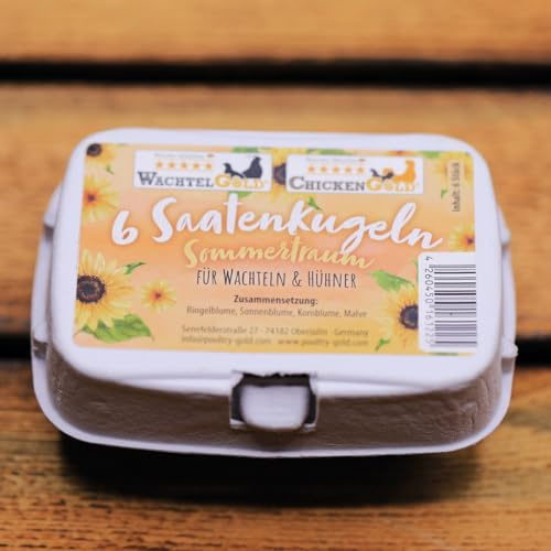 federgold® Saatenkugeln Sommertraum 6 Stk | Bienenfreundliche Blumensamen | Sommerliche Blumenmischung in Wachteleierschachtel | Ideal als Geschenk | Ringelblumen, Sonnenblumen, Kornblumen