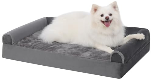 KSIIA Cuccia Cane Interno Taglia Grande 90x57x16cm Cuccia per Cani da Interno, Letto per Cani, Divano per Cani Sfoderabile e Lavabile, L Grigio