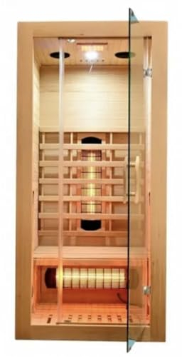 - Domus Möbel - Infrarot-Sauna 90 × 90 cm mit Funk-Farbtherapie, 4 Vollspektrum und 1 Carbon SN061