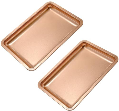 2 PCS Stainless Steel Square Trays,Trinket Serving Trays (Gold)
