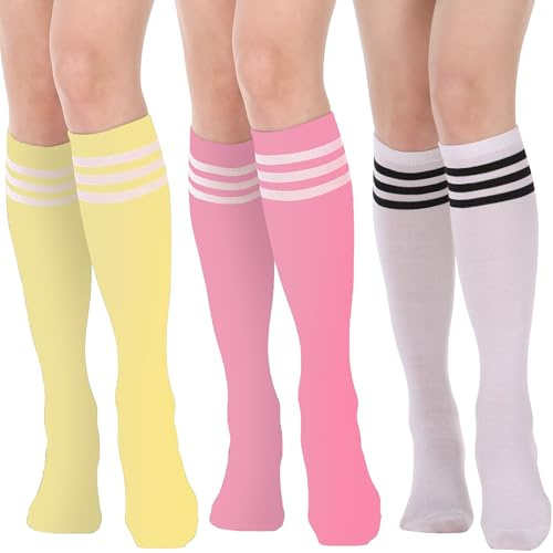 DRESHOW Calcetines Hasta la Rodilla para Mujer de Punto Sólido Casuales para Botas