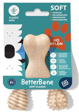 BetterBone - Hundespielzeug zum Kauen Mini Soft Classic - Veggie Kauknochen Hund Nylon- & GMO-frei auf Zellulosebasis - Kauspielzeug weich neutraler Geschmack - Splitterfrei, hypoallergen & nachhaltig