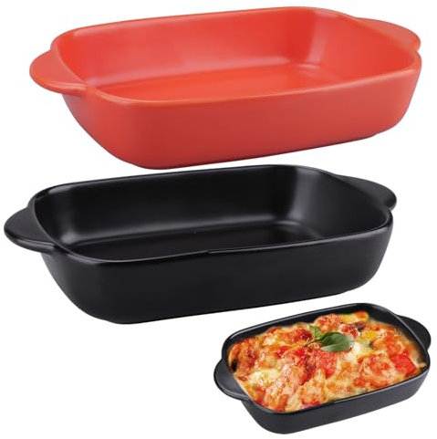 imposyu Set di 2 Teglia da Forno Rettangolare Pirofila da Forno in Ceramic Pirofila in Ceramica Piccola 23,5 x 13,8cm Teglie per Lasagne Ceramica