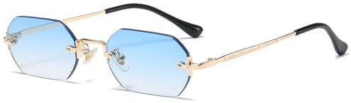 JCTAIFOO Lunettes de soleil rétro sans monture rectangulaires pour femme et homme - Style vintage - Lunettes fines rectangulaires teintées, m