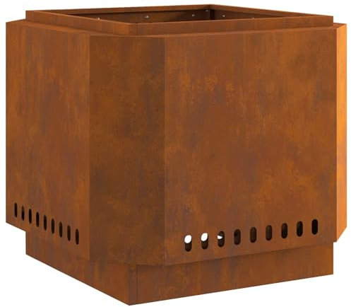 vidaXL Hoguera Sin Humo 58 x 58 cm de Acero Envejecido Marrón, Ideal para el Exterior, Resistente al Óxido, Diseño Rústico, Jardines y Patios, Reuniones, y como Chimenea de Leña. Durade