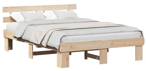 vidaXL Struttura del Letto Naturale 160 x 200 cm Pino massello, Struttura Letto Moderna, Rettangolare, Legno di Pino Resistente, Design Minimalista, Essenziali per la Camera