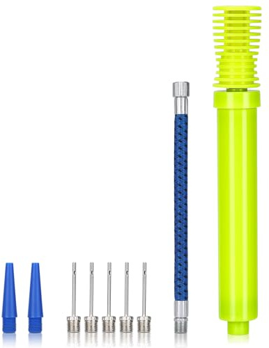 Alyvisun Pompe à Ballon Bidirectionnelle, Kit de Pompe Ballon Portable, Pompe à Main avec Aiguille et Tuyau d'extension pour Basket-ball, Volleyball, Ballon, Tube en alliage d'aluminium durable