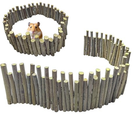 2 Pack Flexible Wooden Hamster Bridge, Bendable Small Animal Fence, Tunnel and Ladder, Natural Wood Cage Accessories for Syrian Hamster, Rats, Mice, Gerbils